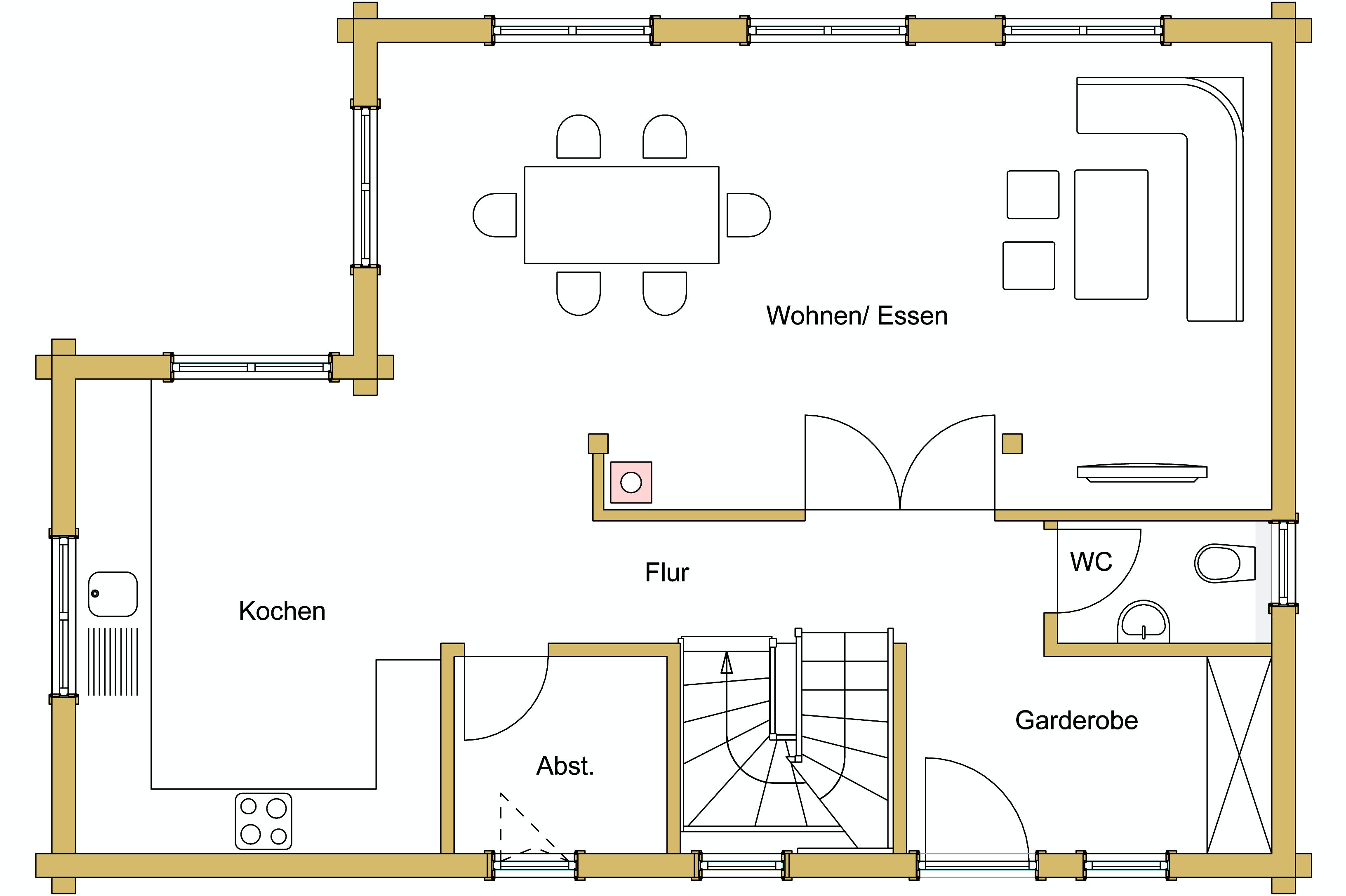 Blockhaus B138 Görlitz von Frammelsberger R. Ingenieur-Holzbau, Blockhaus Grundriss 1