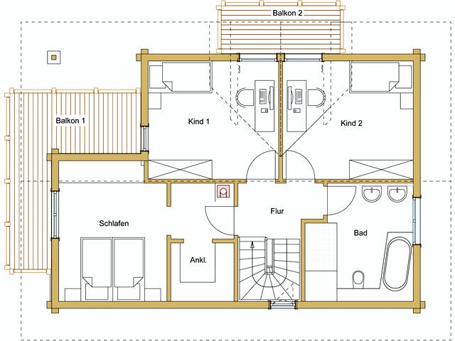Blockhaus B138 Görlitz von Frammelsberger R. Ingenieur-Holzbau, Blockhaus Grundriss 2