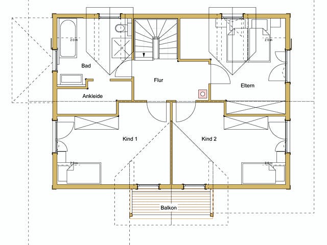 Blockhaus B155 Krank von Frammelsberger R. Ingenieur-Holzbau, Blockhaus Grundriss 2