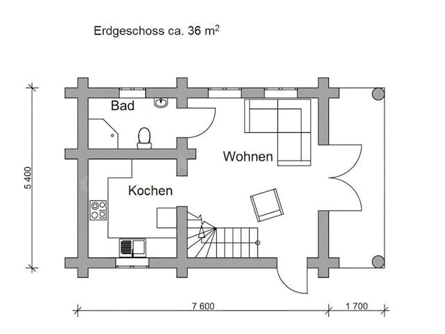 Blockhaus Blockhütte Ottawa von Holzbau Rustikal - Blockhäuser Bausatzhaus ab 78850€, Blockhaus Grundriss 1