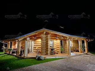 Blockhaus Blockhaus Potsdam von Holzbau rustikal - Blockhäuser Bausatzhaus ab 158175€, Blockhaus Außenansicht 1