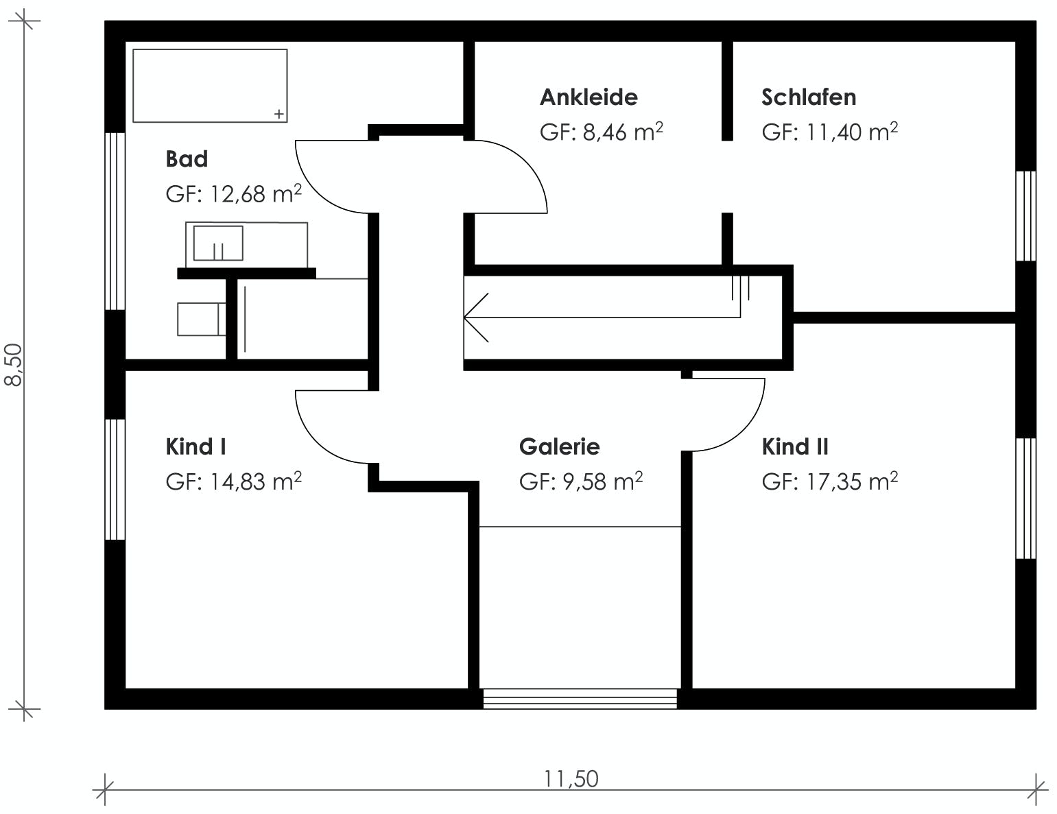 Fertighaus Homestory 139 von Lehner Haus Schlüsselfertig ab 466570€, Satteldach-Klassiker Grundriss 1