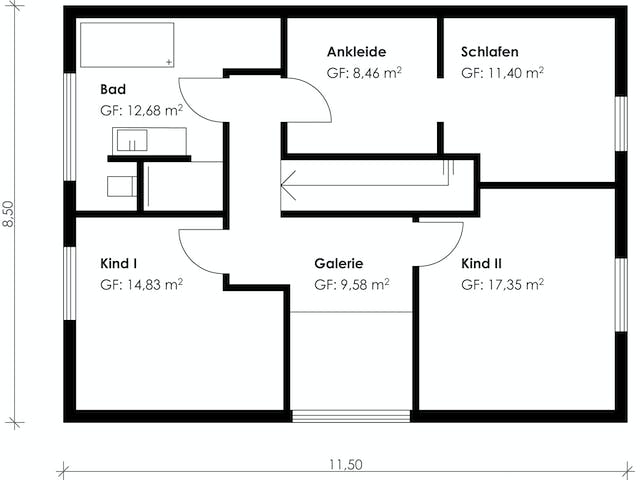 Fertighaus Homestory 139 von Lehner Haus Schlüsselfertig ab 466570€, Satteldach-Klassiker Grundriss 1