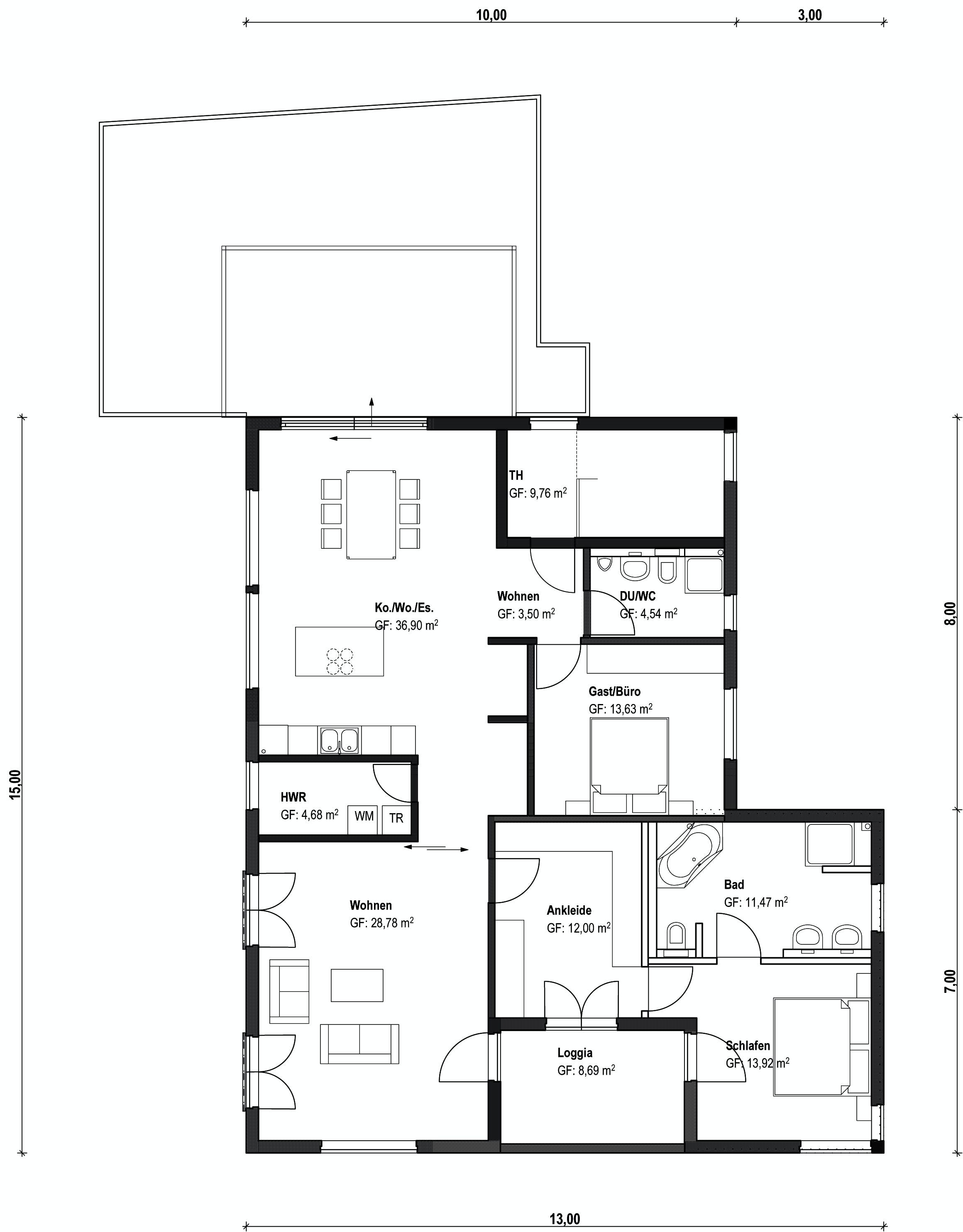 Fertighaus Homestory 173 von Lehner Haus Schlüsselfertig ab 972400€, Satteldach-Klassiker Grundriss 1