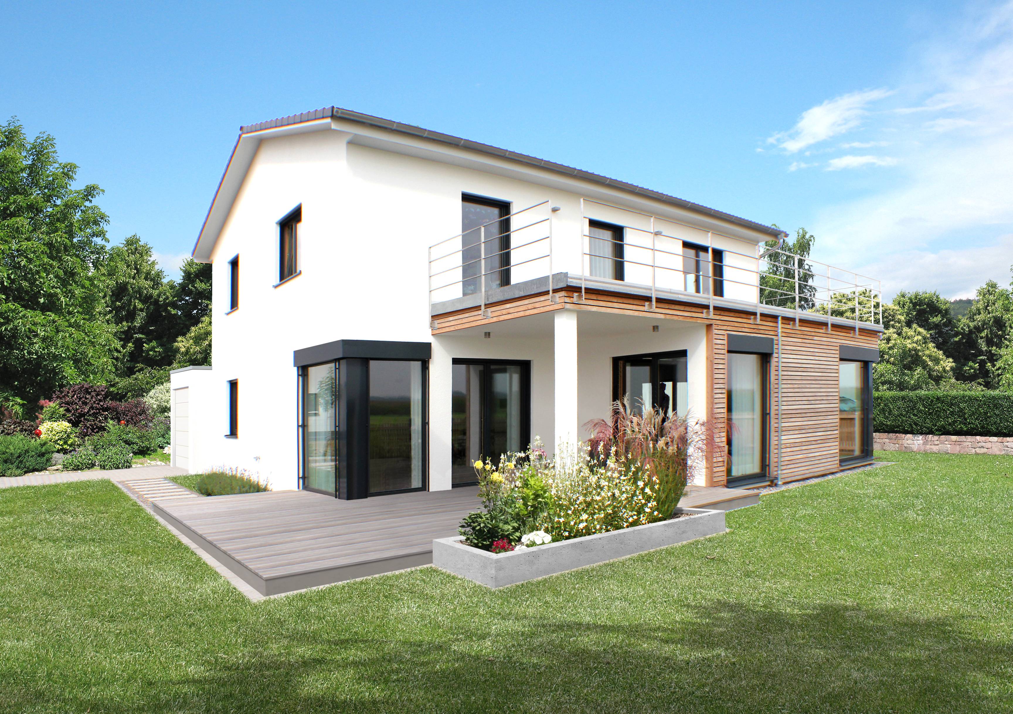 Fertighaus Homestory 190 von Lehner Haus Schlüsselfertig ab 399100€, Satteldach-Klassiker Außenansicht 1