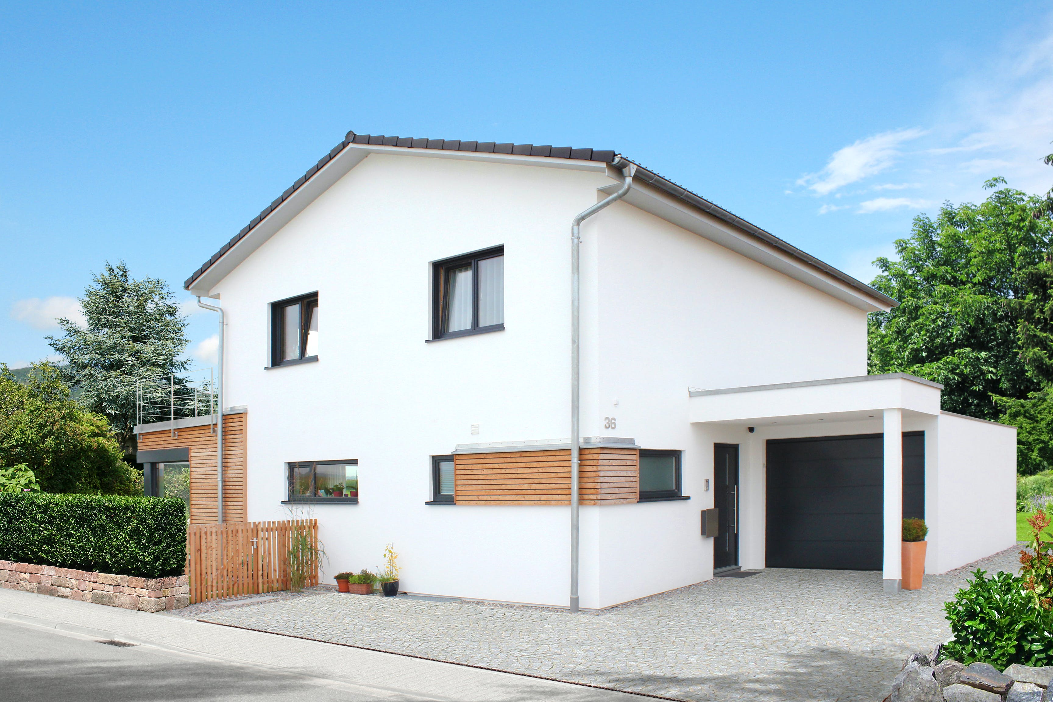 Fertighaus Homestory 190 von Lehner Haus Schlüsselfertig ab 399100€, Satteldach-Klassiker Außenansicht 2