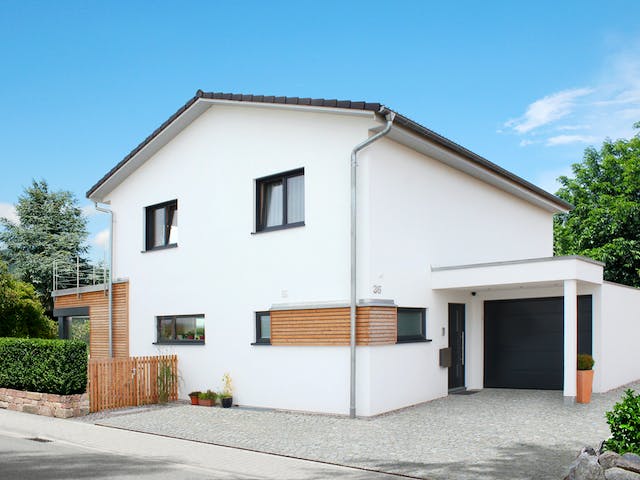 Fertighaus Homestory 190 von Lehner Haus Schlüsselfertig ab 399100€, Satteldach-Klassiker Außenansicht 2