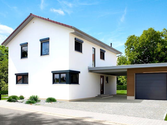 Fertighaus Homestory 203 von LEHNER HAUS Schlüsselfertig ab 305435€, Satteldach-Klassiker Außenansicht 1