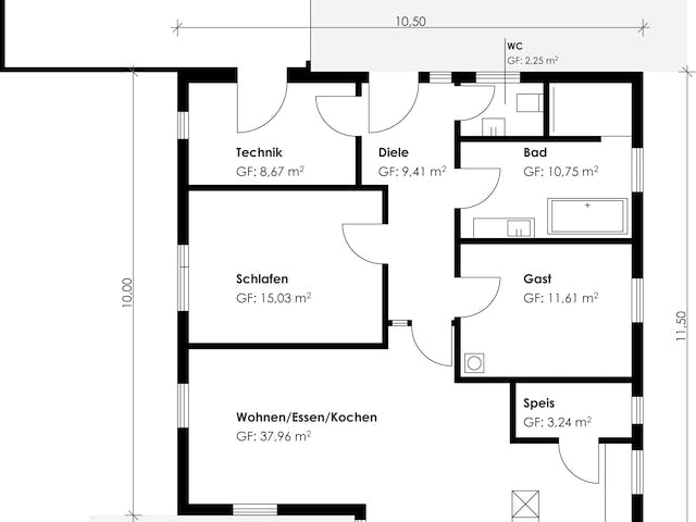 Fertighaus Homestory 221 von Lehner Haus Schlüsselfertig ab 240500€, Bungalow Grundriss 1