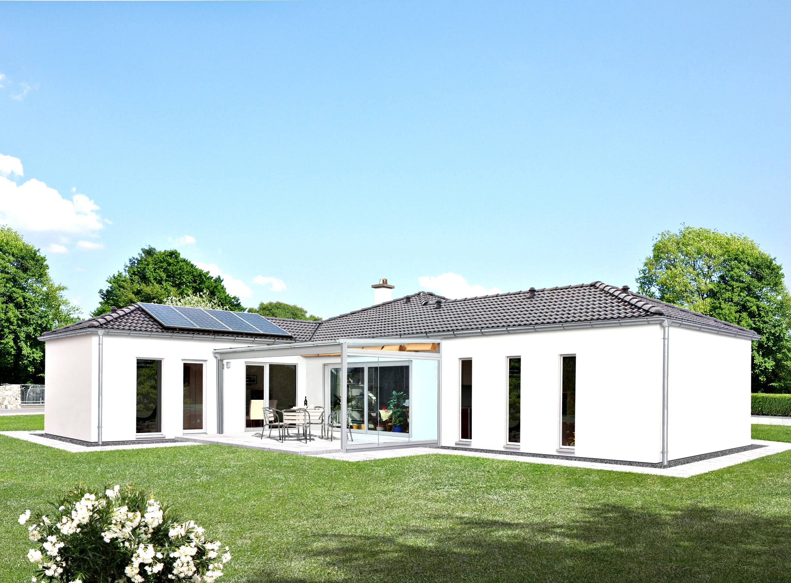 Fertighaus Homestory 271 von Lehner Haus Schlüsselfertig ab 274170€, Bungalow Außenansicht 1