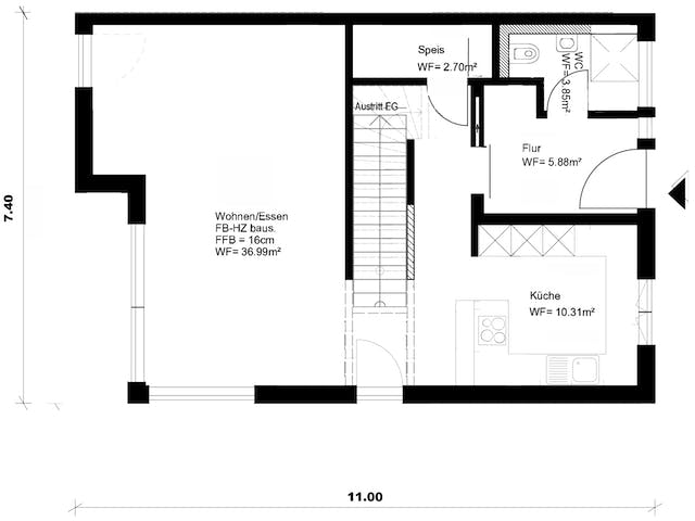 Fertighaus Homestory 343 von Lehner Haus, Satteldach-Klassiker Grundriss 1