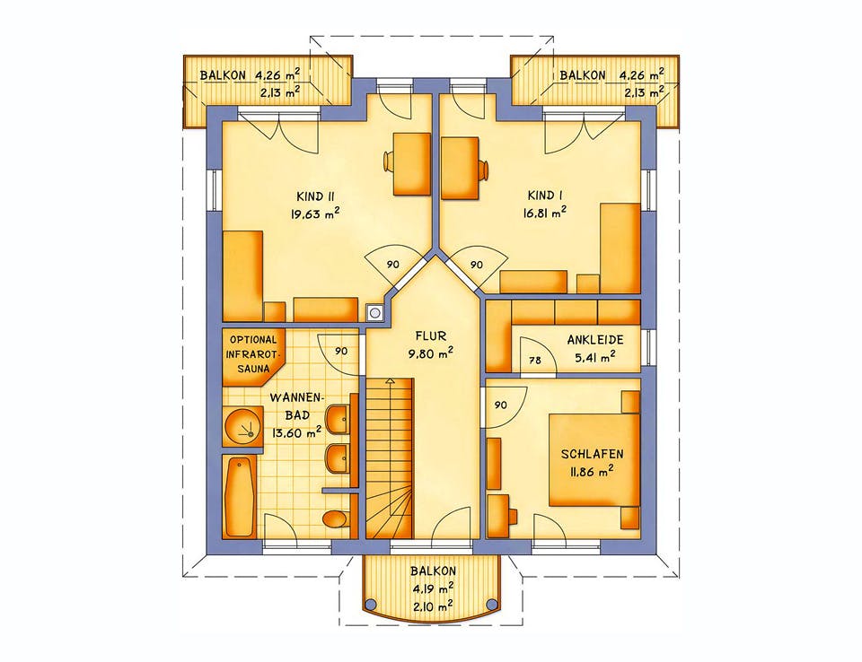 Massivhaus VarioCity 172 von HSE Massivhaus Schlüsselfertig ab 357140€, Stadtvilla Grundriss 2