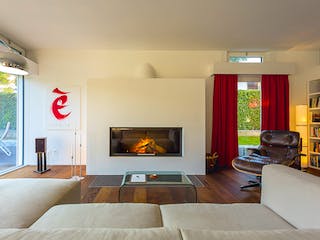 Fertighaus HUF Haus mit Flachdach - Beispiel 1 von HUF HAUS, Fachwerk Innenansicht 1