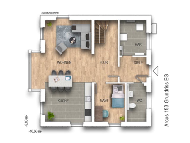 Massivhaus Arcus 153 von Heinz von Heiden Zentrale Schlüsselfertig ab 371357€, Stadtvilla Grundriss 1