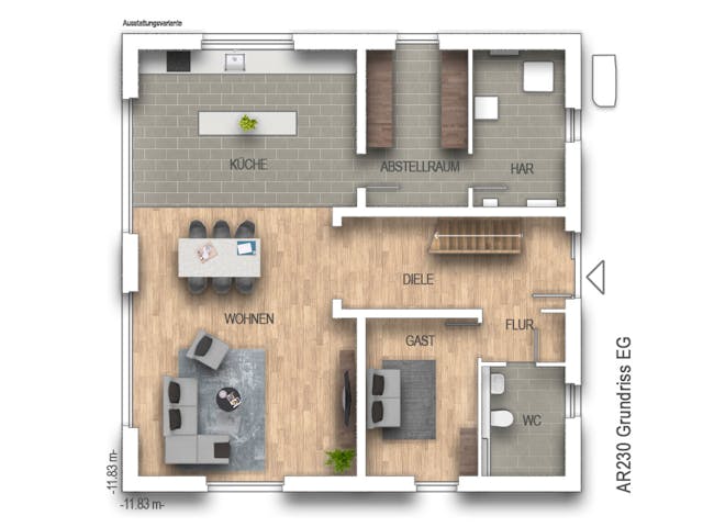 Massivhaus Arcus 230 von Heinz von Heiden Zentrale Schlüsselfertig ab 452435€, Stadtvilla Grundriss 1