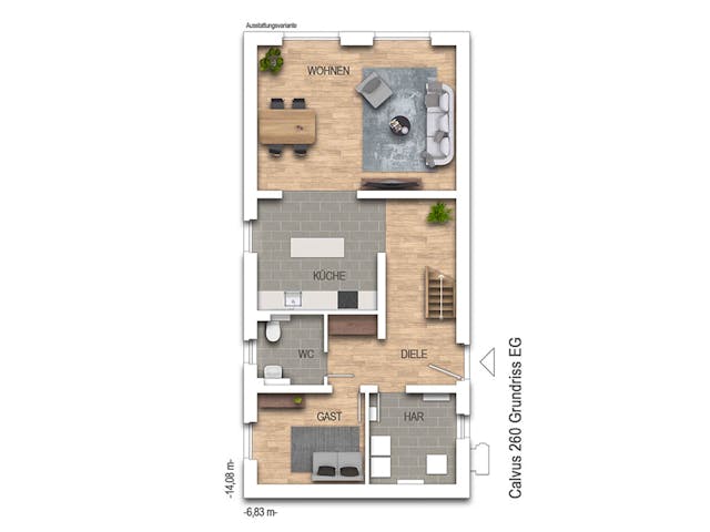 Massivhaus Calvus 260 von Heinz von Heiden Zentrale Schlüsselfertig ab 337753€, Satteldach-Klassiker Grundriss 1