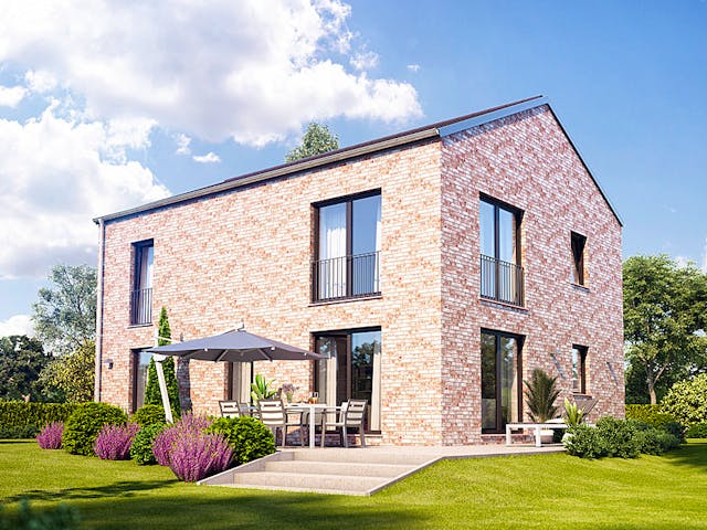 Massivhaus Calvus 633 von Heinz von Heiden Zentrale Schlüsselfertig ab 345267€, Satteldach-Klassiker Außenansicht 1
