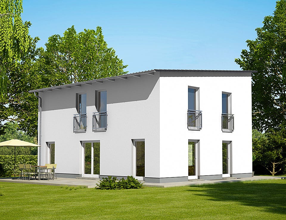 Massivhaus Cirro 631 von Heinz von Heiden Zentrale Schlüsselfertig ab 332965.3€, Pultdachhaus Außenansicht 1