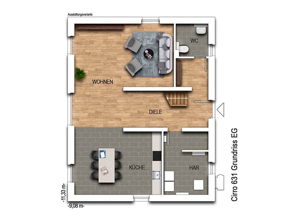 Massivhaus Cirro 631 von Heinz von Heiden Zentrale Schlüsselfertig ab 332965.3€, Pultdachhaus Grundriss 1