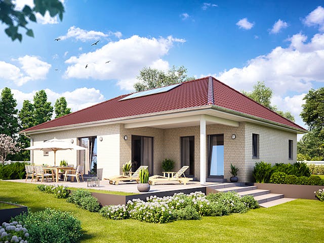 Massivhaus Cumulus 960 von Heinz von Heiden Zentrale Schlüsselfertig ab 278472€, Bungalow Außenansicht 1