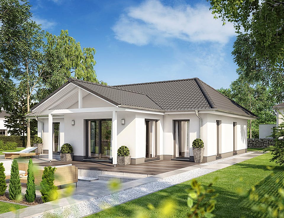 Massivhaus Cumulus 980 von Heinz von Heiden Schlüsselfertig ab 270968€, Bungalow Außenansicht 1