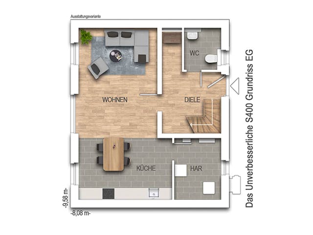 Massivhaus Das Unverbesserliche S400 von Heinz von Heiden Zentrale Schlüsselfertig ab 228192€, Grundriss 1