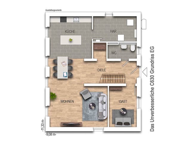 Massivhaus Das Unverbesserliche C630 von Heinz von Heiden Zentrale Schlüsselfertig ab 265641€, Grundriss 1