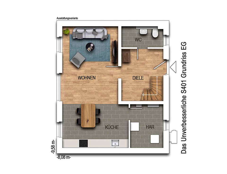 Massivhaus Das Unverbesserliche S401 von Heinz von Heiden Schlüsselfertig ab 209973€, Satteldach-Klassiker Grundriss 1