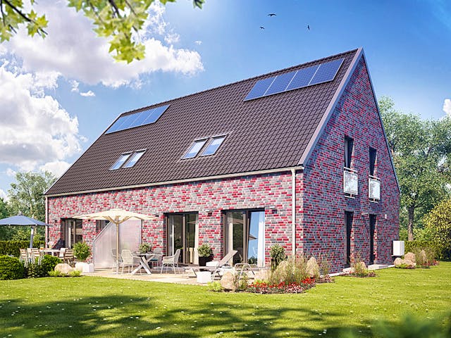 Massivhaus Doppelhaus S651 von Heinz von Heiden Zentrale Schlüsselfertig ab 306755€, Satteldach-Klassiker Außenansicht 1