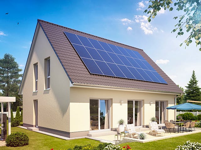 Massivhaus Alto 63K von Heinz von Heiden Zentrale Schlüsselfertig ab 358330€, Satteldach-Klassiker Außenansicht 1