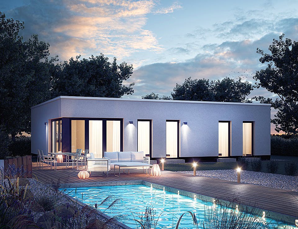 Massivhaus Velum 750 von Heinz von Heiden Schlüsselfertig ab 279618€, Bungalow Außenansicht 1