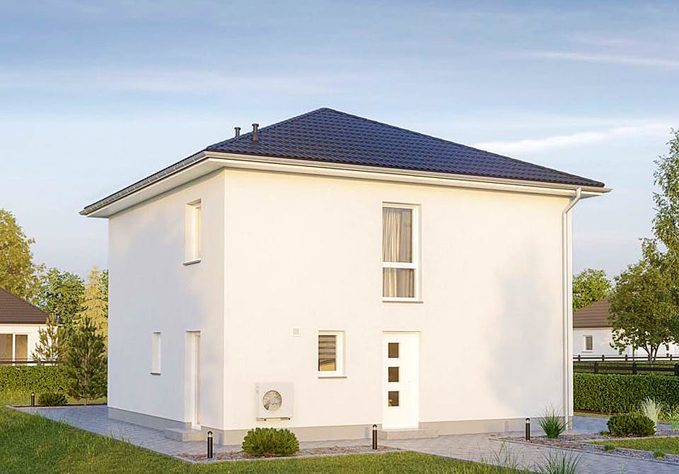 Massivhaus ELEGANZ 2130 von HVO Massivhaus Schlüsselfertig ab 361500€, Stadtvilla Außenansicht 2