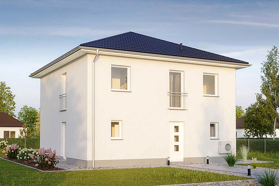 Massivhaus ELEGANZ 2150 von HVO Massivhaus Schlüsselfertig ab 381700€, Stadtvilla Außenansicht 2