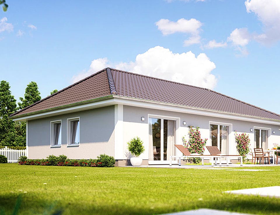 Massivhaus IDEAL 2760 von HVO Massivhaus Schlüsselfertig ab 286600€, Bungalow Außenansicht 1