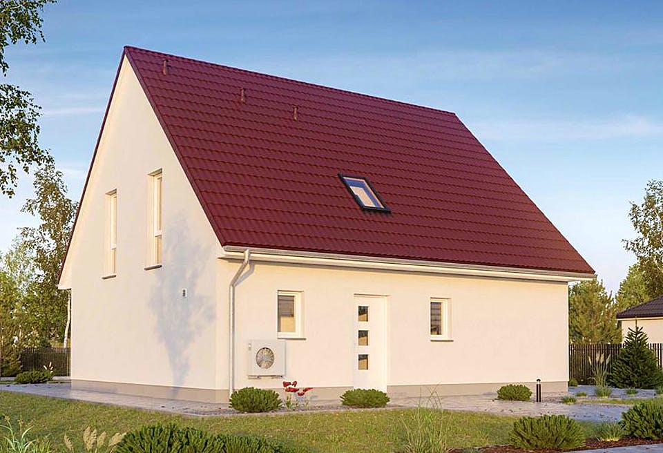 Massivhaus KLASSIK 2710 von HVO Massivhaus Schlüsselfertig ab 383600€, Satteldach-Klassiker Außenansicht 2