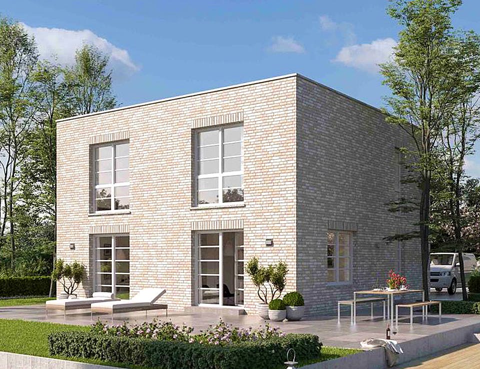 Massivhaus URBAN 2150 von HVO Massivhaus Schlüsselfertig ab 397000€, Cubushaus Außenansicht 2