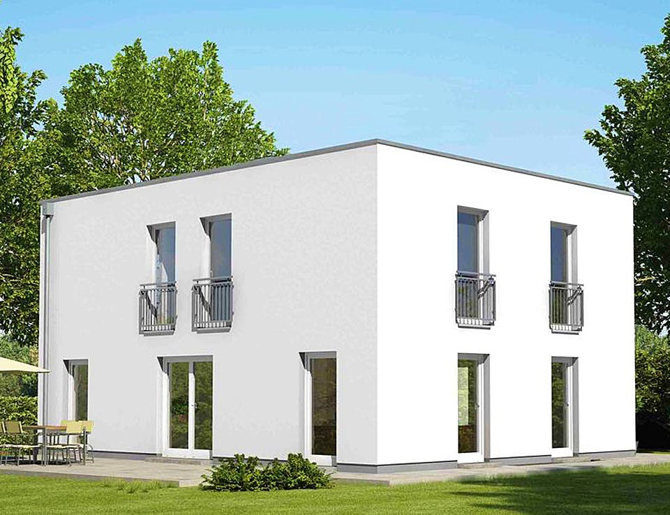Massivhaus URBAN 2631 von HVO Massivhaus Schlüsselfertig ab 403400€, Cubushaus Außenansicht 1