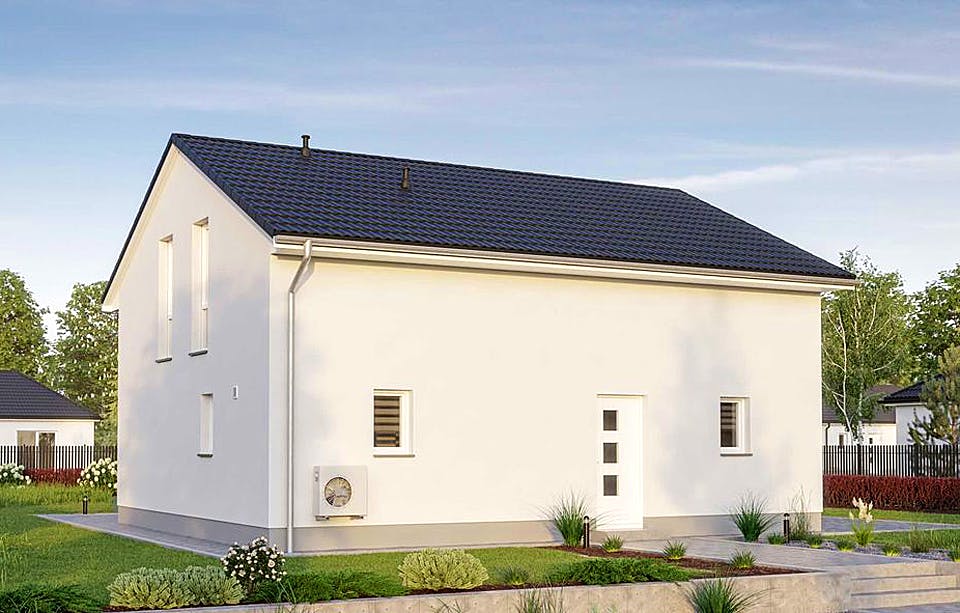 Massivhaus VARIANT 2620 von HVO Massivhaus Schlüsselfertig ab 375200€, Satteldach-Klassiker Außenansicht 2