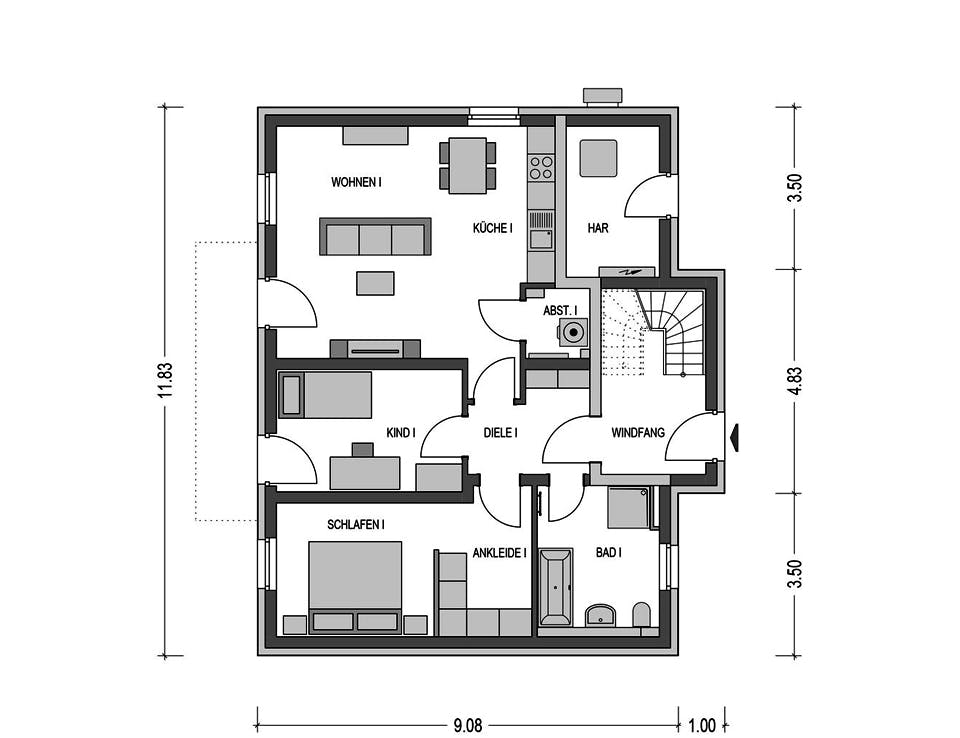 Massivhaus ZWEIFAMILIENHAUS 2631 von HVO Massivhaus Schlüsselfertig ab 487900€, Stadtvilla Grundriss 1
