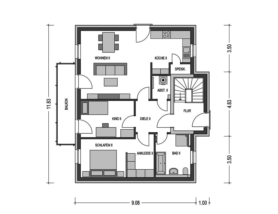 Massivhaus ZWEIFAMILIENHAUS 2631 von HVO Massivhaus Schlüsselfertig ab 487900€, Stadtvilla Grundriss 2
