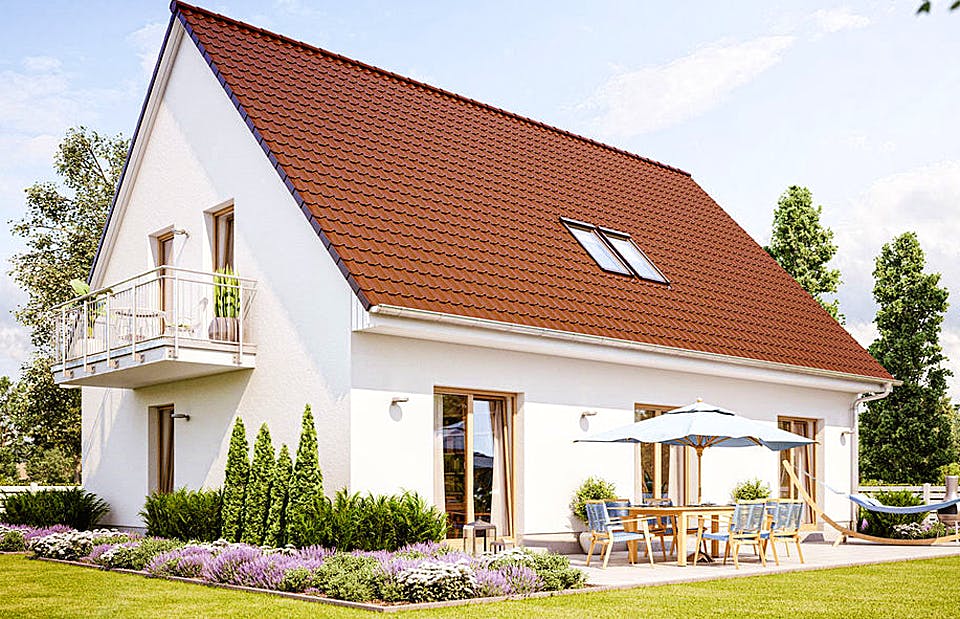Massivhaus ZWEIFAMILIENHAUS 2741 von HVO Massivhaus Schlüsselfertig ab 456200€, Satteldach-Klassiker Außenansicht 1