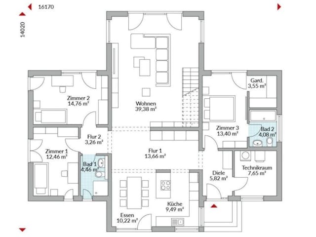 Fertighaus Brave 180 von Danwood Schlüsselfertig ab 356500€, Bungalow Innenansicht 5