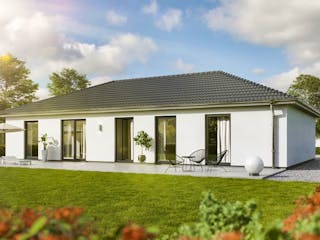 Massivhaus Bungalow 131 von Schmid-Haus Bausatzhaus ab 314800€, Bungalow Außenansicht 1