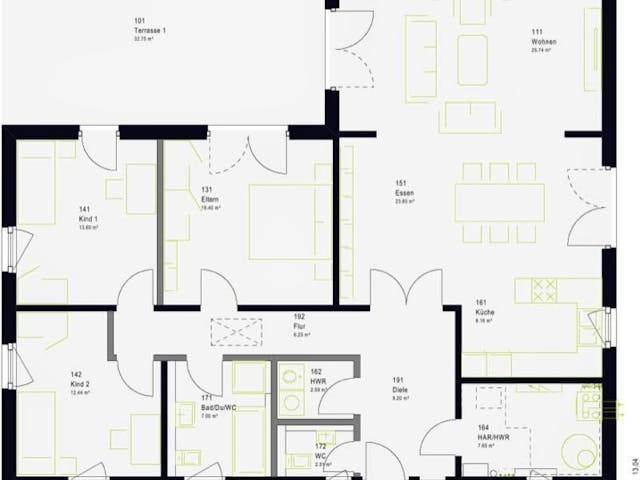 Fertighaus ComfortStyle 16.01 W von massa haus Ausbauhaus ab 172999€, Bungalow Innenansicht 5