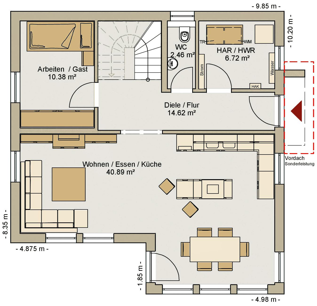 Fertighaus EFH 38-138-125 von BoHolz Haus Schlüsselfertig ab 413676€, Satteldach-Klassiker Innenansicht 1