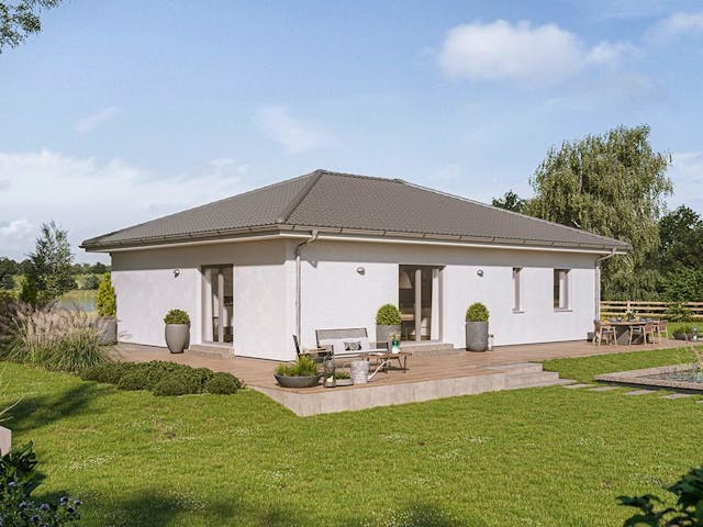 Fertighaus FamilyStyle 11.01 W von massa haus Ausbauhaus ab 138999€, Bungalow Außenansicht 1