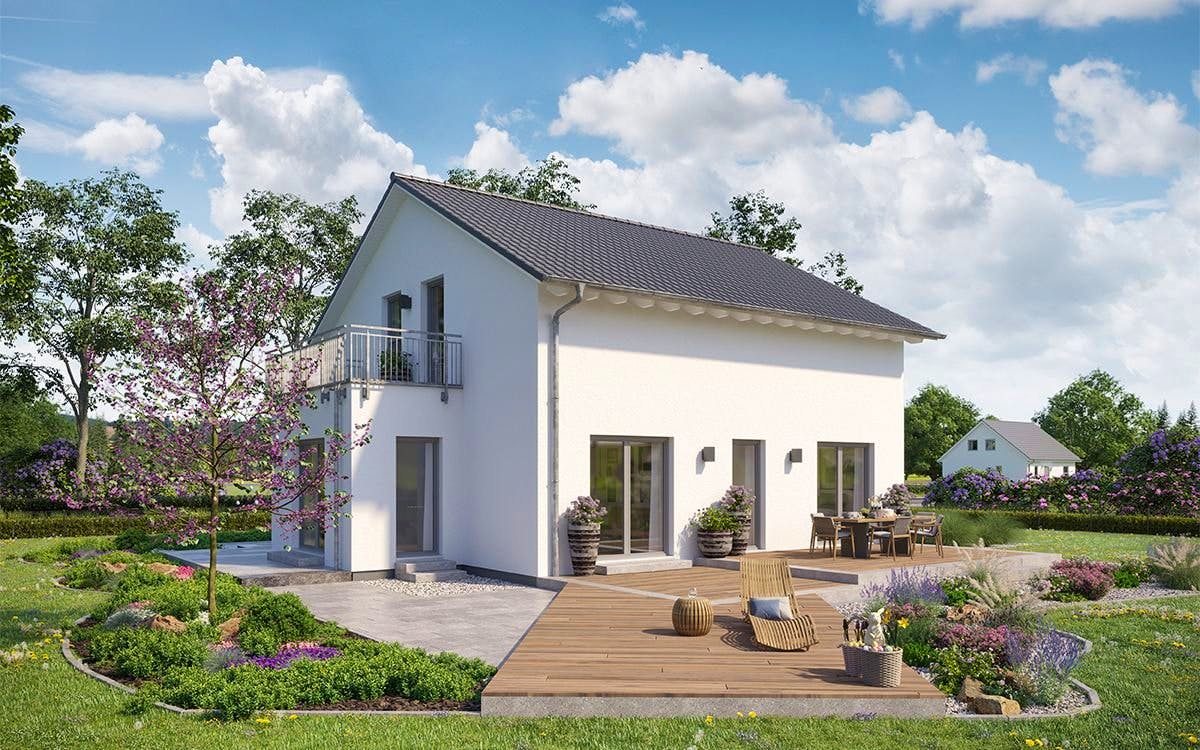 Fertighaus FamilyStyle 16.01 S von massa haus Ausbauhaus ab 151999€, Satteldach-Klassiker Außenansicht 1