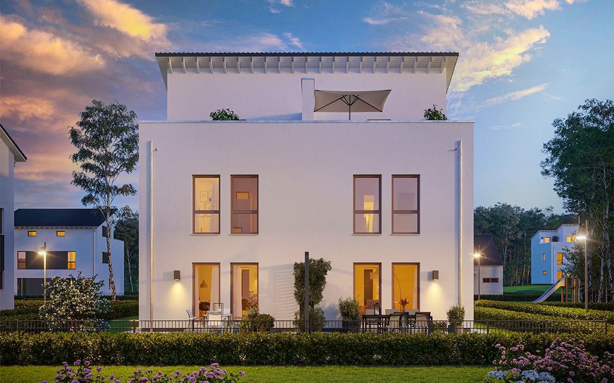 Fertighaus FamilyStyle 33.01 P von massa haus Ausbauhaus ab 298999€, Pultdachhaus Innenansicht 1