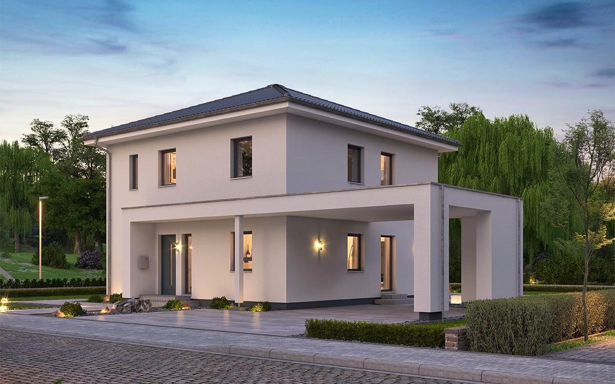 Fertighaus LifeStyle 14.01 W von massa haus Ausbauhaus ab 176999€, Stadtvilla Außenansicht 1