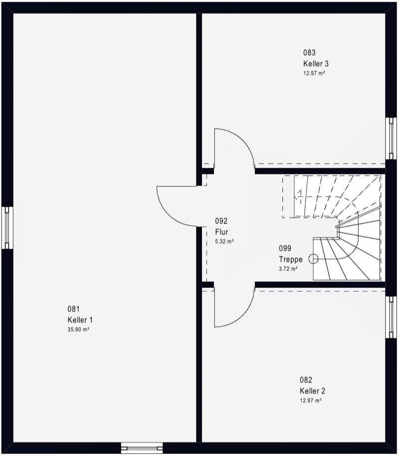 Fertighaus LifeStyle 14.04 P von massa haus Ausbauhaus ab 147999€, Pultdachhaus Innenansicht 1